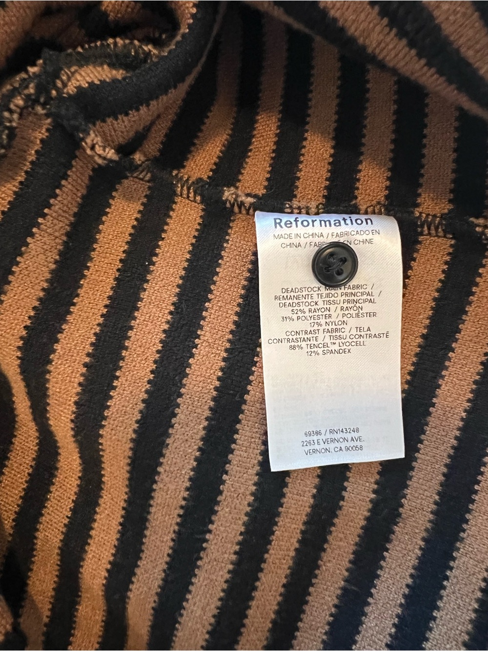 Reformation Anna Rugby Shirt - Black and Tan Stripe - Picture 6 of 7